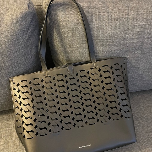 Rebecca Minkoff Megan Woven Cutout Leather Tote Black Lasercut. Sold out! - Picture 5 of 5